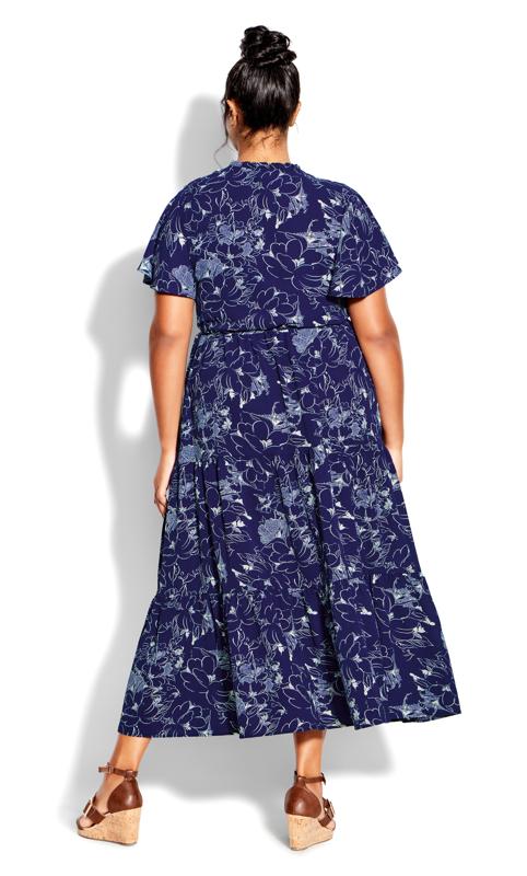 Evans Blue Happy Tier Print Dress 2