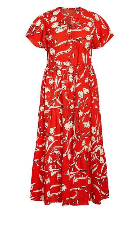 Evans Red Floral Print Shirt Dress 4