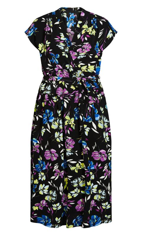 Evans Black & Bright Floral Wrap Maxi Dress 3