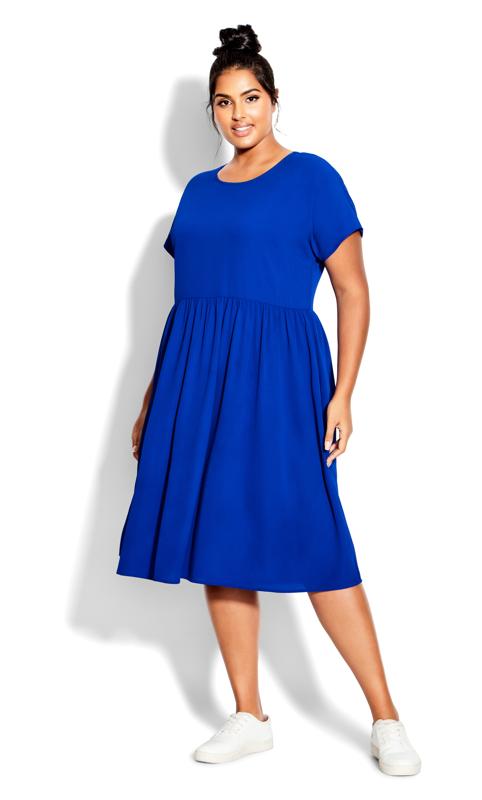 Plus Size  City Chic Cobalt Blue Smock Dress