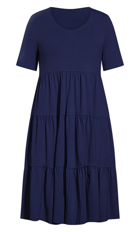 Evans Navy Blue Cotton Smock Midi Dress 3