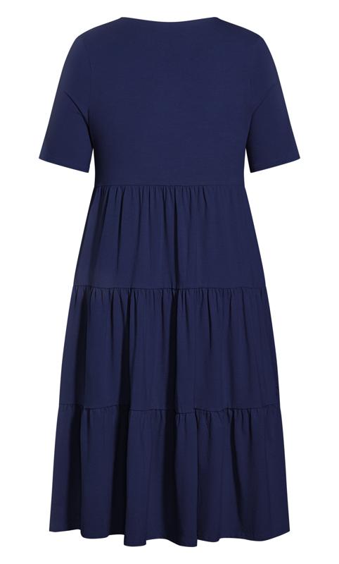 Evans Navy Blue Cotton Smock Midi Dress 4