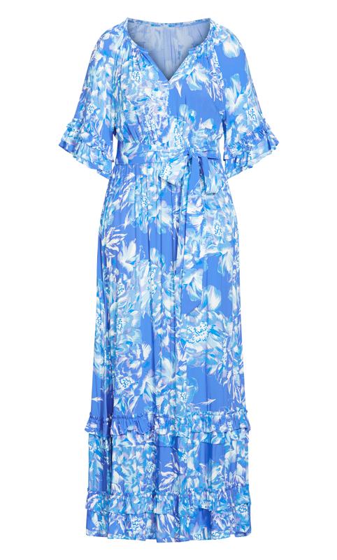 Evans Blue Floral Frill Smock Maxi Dress 4