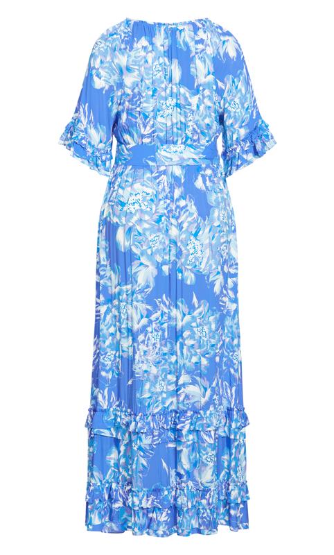 Evans Blue Floral Frill Smock Maxi Dress 5