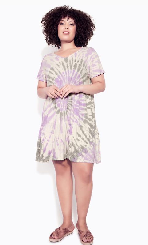 Plus Size  Evans Purple Tiered Tie Dye Dress