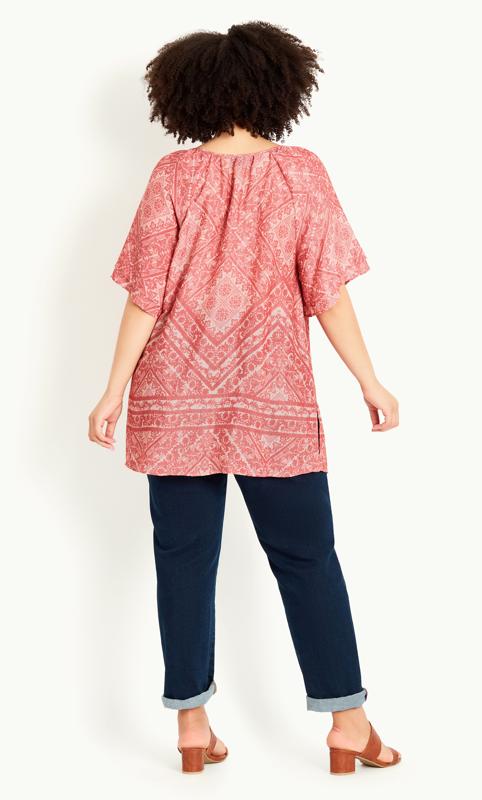 Evans Red Tile Print Tunic Top 4