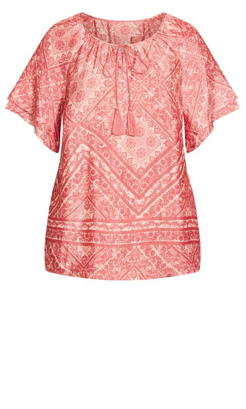 Evans Red Tile Print Tunic Top 5