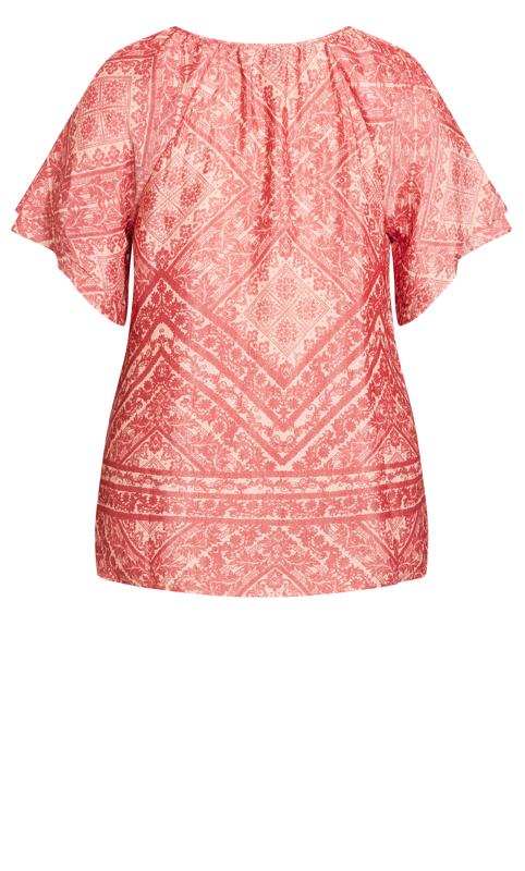 Evans Red Tile Print Tunic Top 6