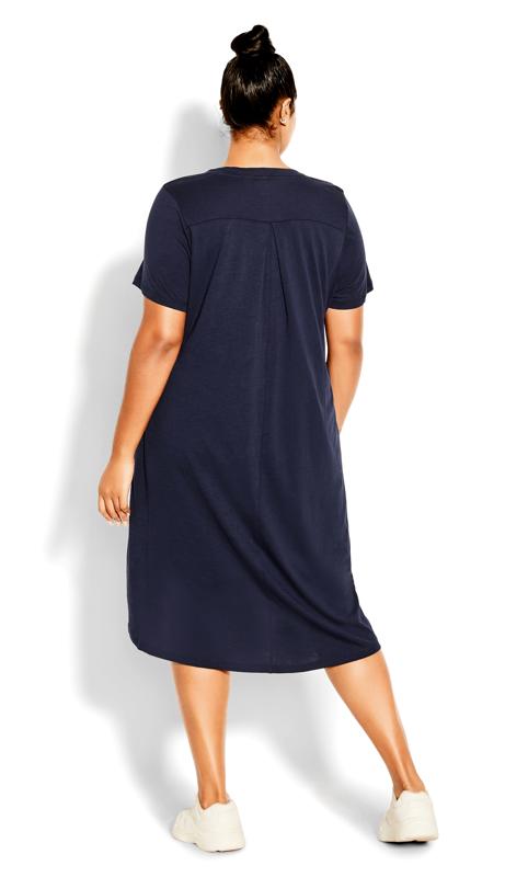 Evans Navy Blue Pocket T-Shirt Dress 3
