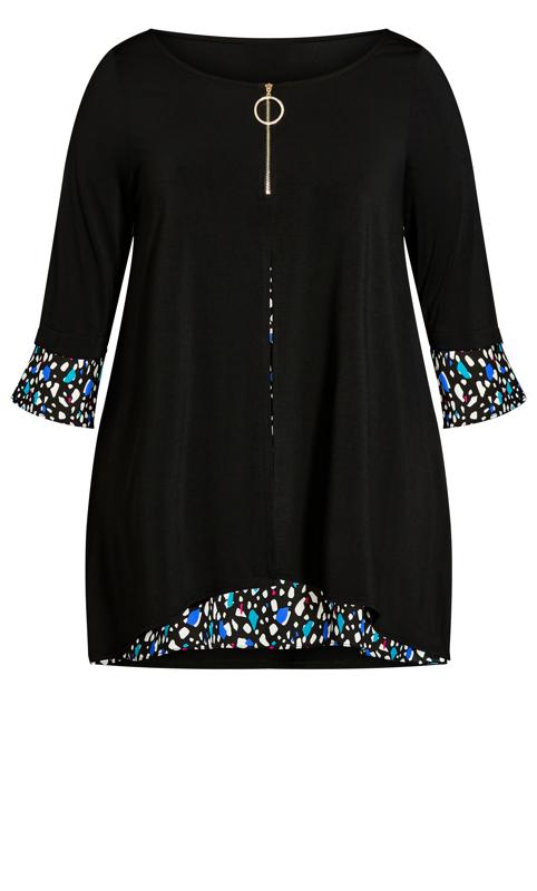 Evans Black Abstract Print Double Layered Blouse 6