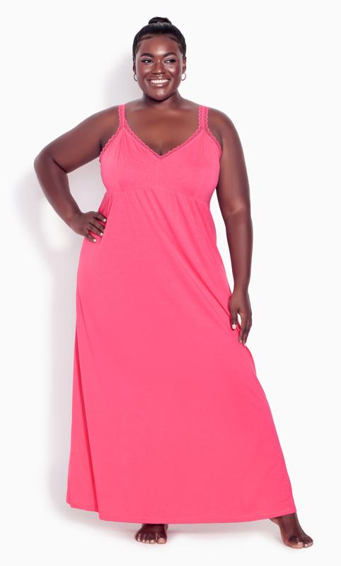 Plus Size  Evans Pink Lace Trim Nightdress