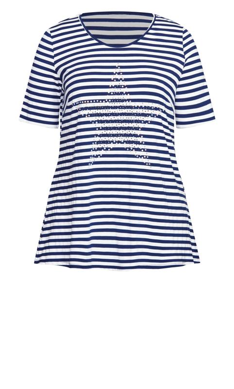 Evans Blue & White Stripe Studded Star T-Shirt 5