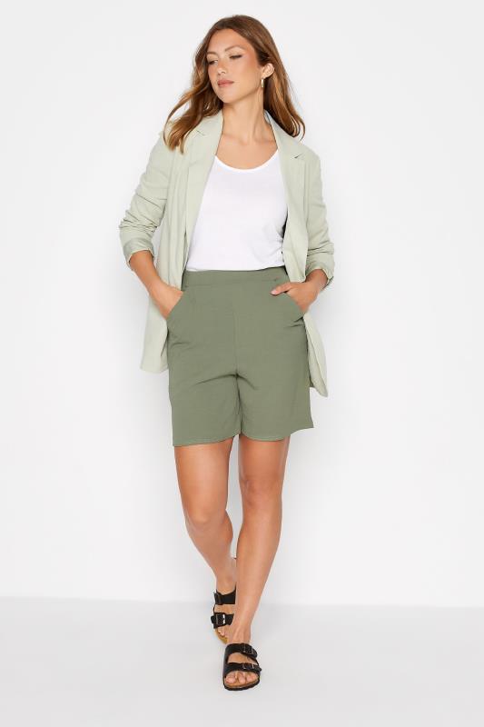 LTS Tall Women's Khaki Green Textured Shorts | Long Tall Sally  2