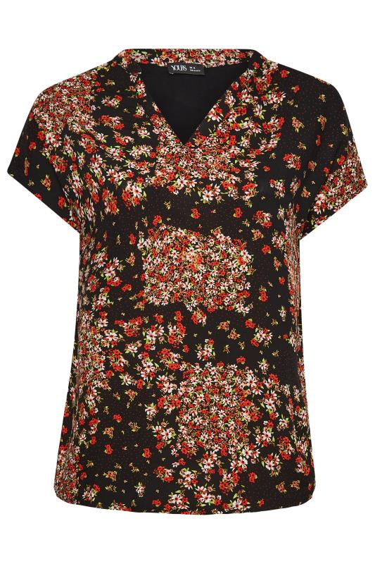 YOURS Curve Plus Size Red Floral Patchwork Blouse | Yours Clothing  6