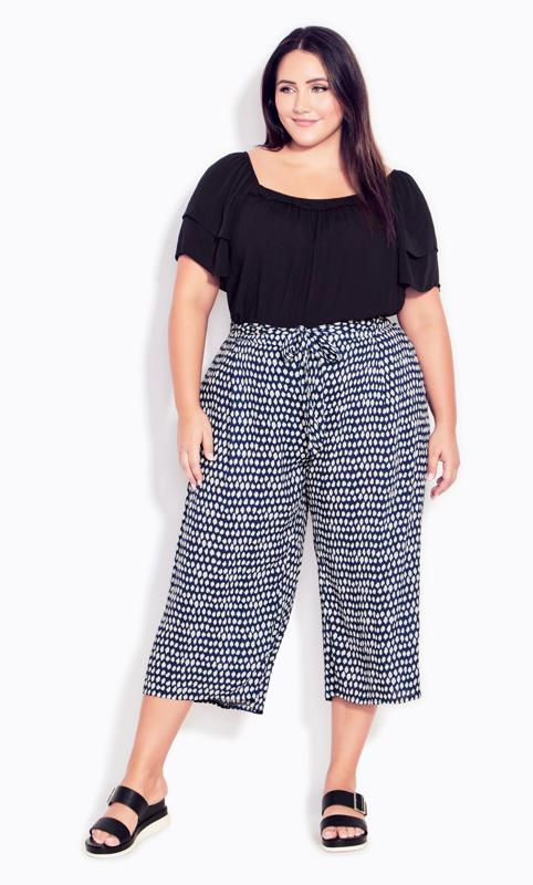 Plus Size  Evans Navy Pull On Culotte