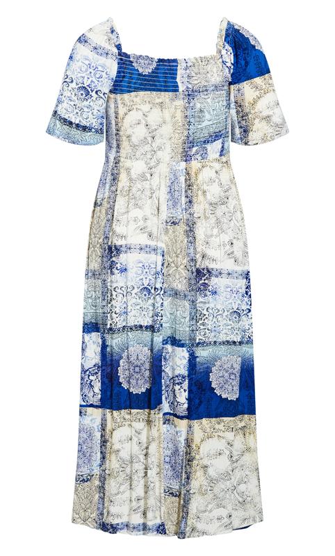 Evans Blue Patchwork Print Milkmaid Midi Dress 4