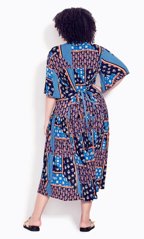 Evans Blue Patchwork Print Midi Dress 3