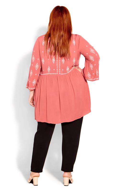 Evans Pink & White Floral Embroided Tunic Top 3
