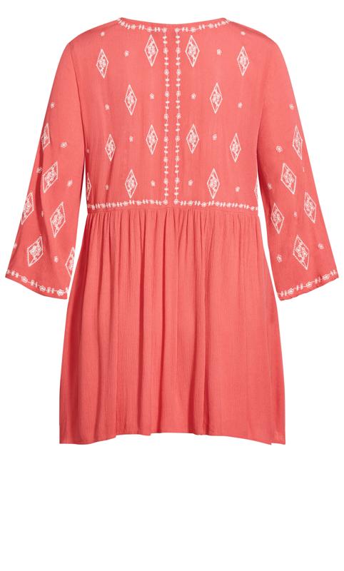 Evans Pink & White Floral Embroided Tunic Top 5