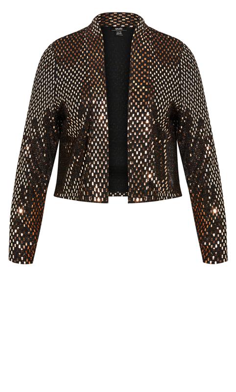 Evans Gold Sequin Cropped Cardigan 6