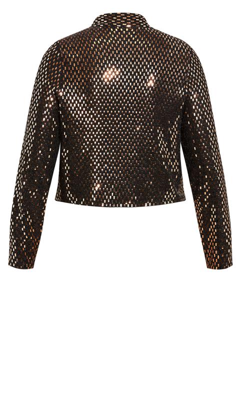 Evans Gold Sequin Cropped Cardigan 7