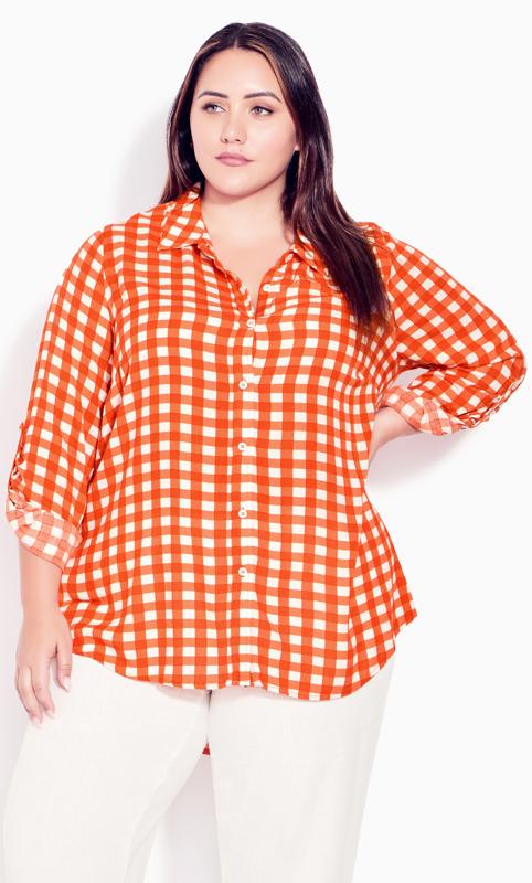 Izabel Check Tangerine Shirt 4