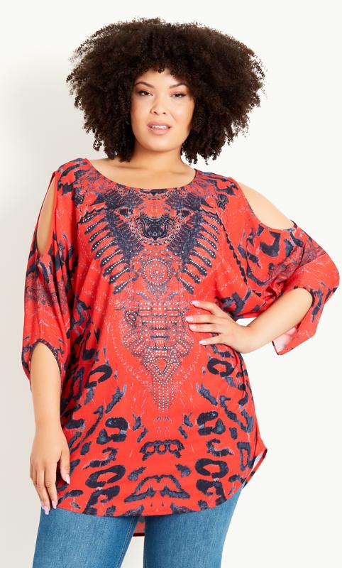 Carlo Red Cold Shoulder Tunic 1