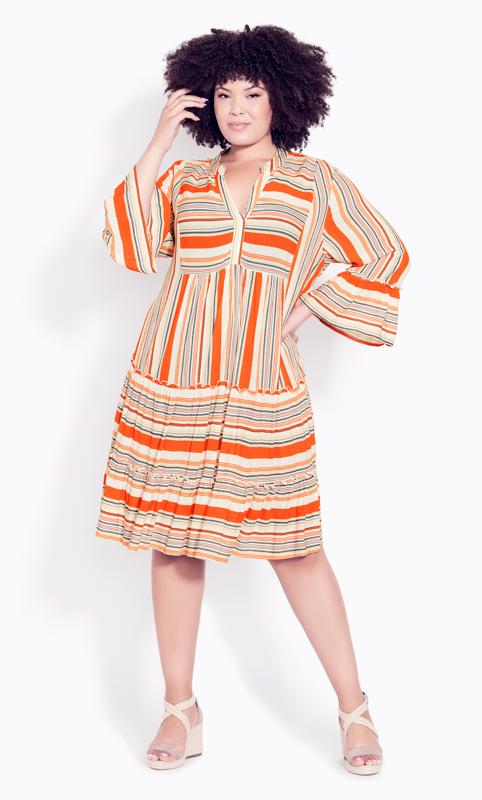 Plus Size  Evans Orange Shilah Stripe Dress