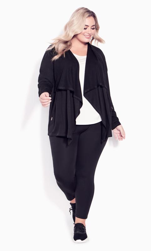  Grande Taille Ave Leisure Black Active Waterfall Jacket