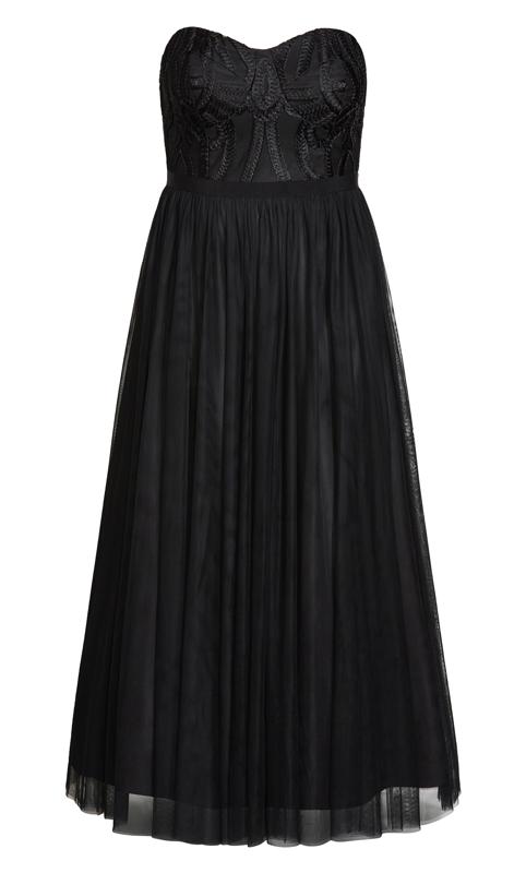Evans Black Strapless Embroidered Maxi Dress 6