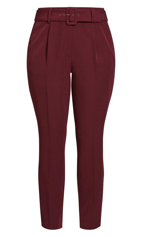 Evans Burgandy Red Belted Straight Leg Trousers 5