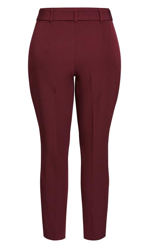 Evans Burgandy Red Belted Straight Leg Trousers 6