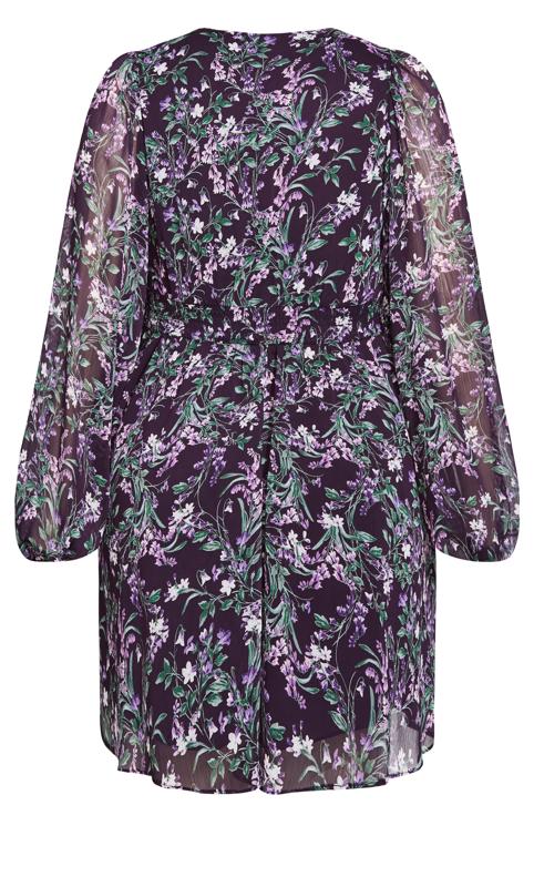 Evans Purple Floral Long Sleeve Wrap Dress 6
