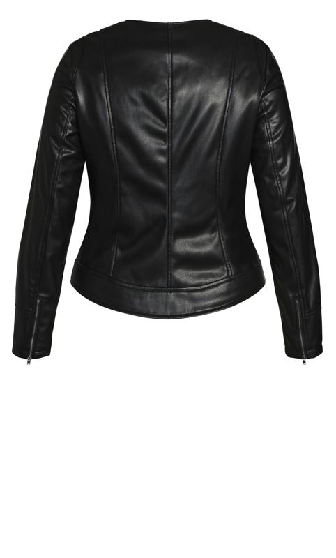 Evans Black Faux Leather Zip Front Biker Jacket 4