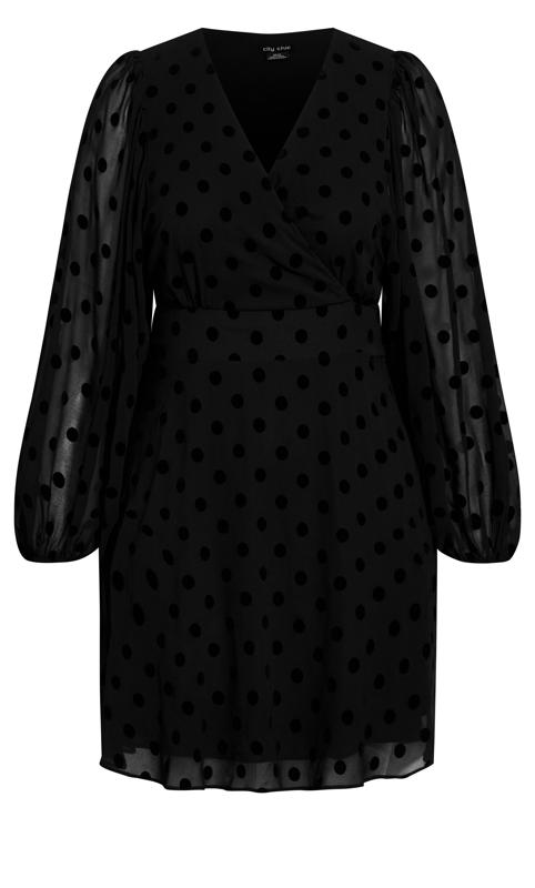 Evans Black Polka Dot Print Mesh Wrap Dress 4