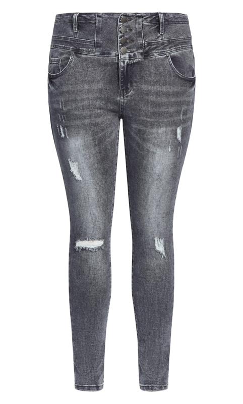 Evans Grey Corset Waist Skinny Jeans 5