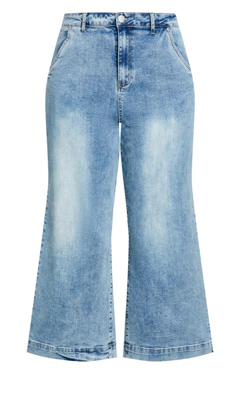 Evans Blue Light Wash Cropped Wide Leg Jeans 5