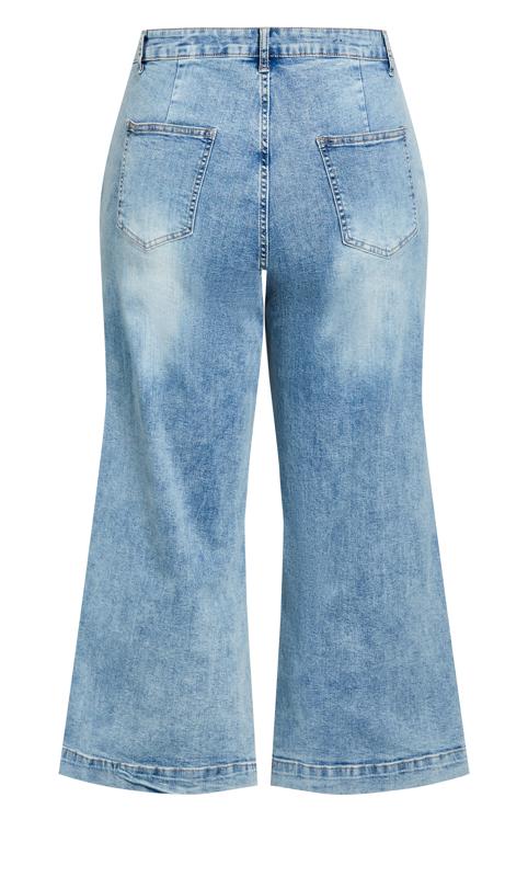 Evans Blue Light Wash Cropped Wide Leg Jeans 6