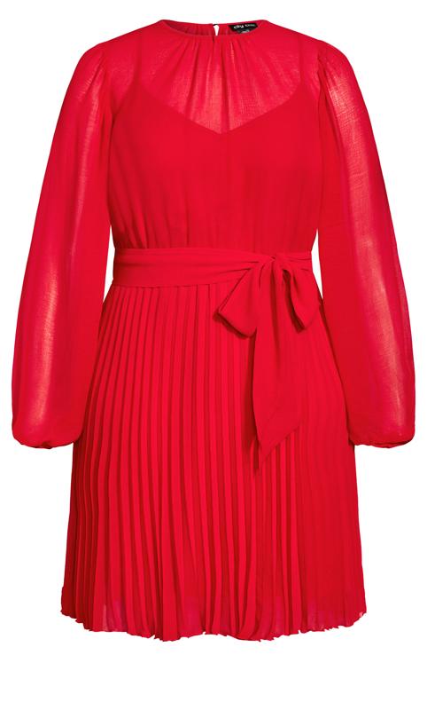 Evans Red Pleat Detail Dress 4