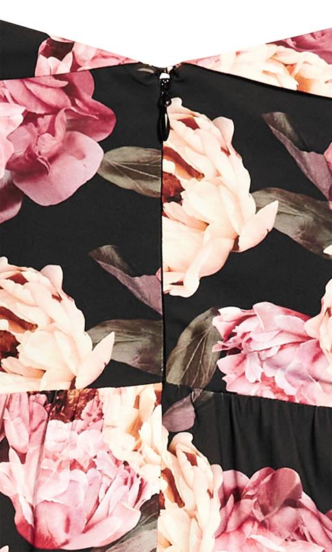 Evans Black Floral Print Cold Shoulder Midi Dress 6