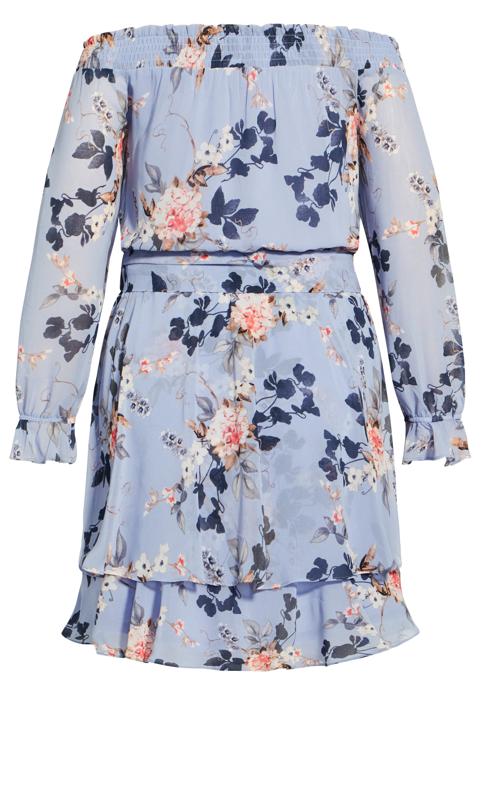 Evans Blue Floral Bardot Dress 8