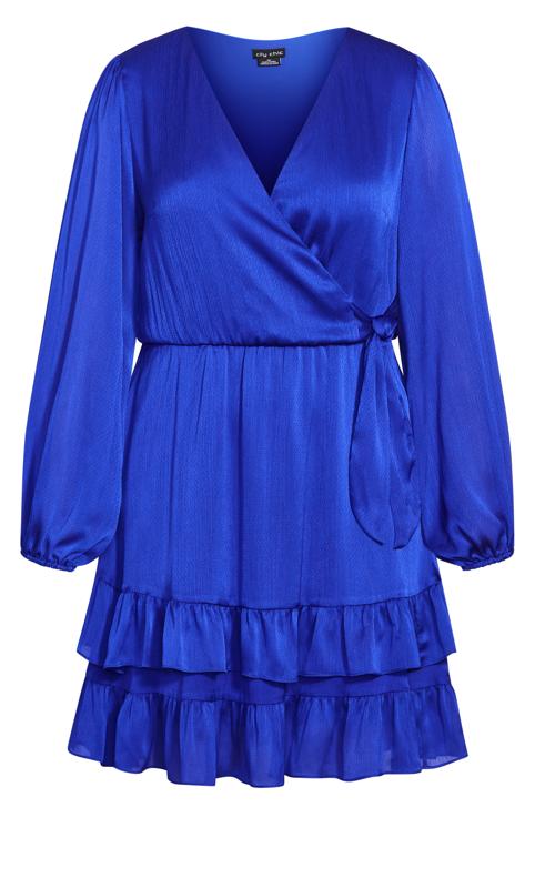 Evans Blue Satin Wrap Mini Dress 3