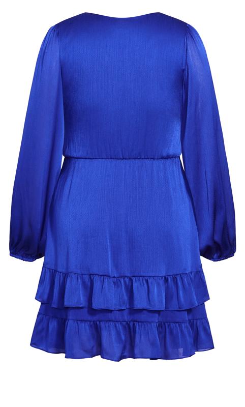 Evans Blue Satin Wrap Mini Dress 4