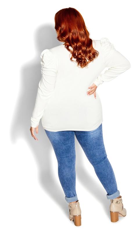 Evans White Long Ruched Sleeve Top 4