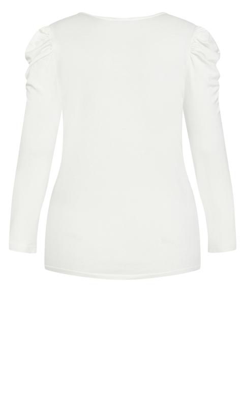 Evans White Long Ruched Sleeve Top 6