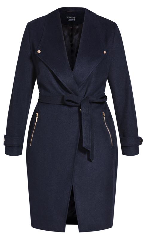 Evans Navy Blue Wool Blend Belted Coat 6