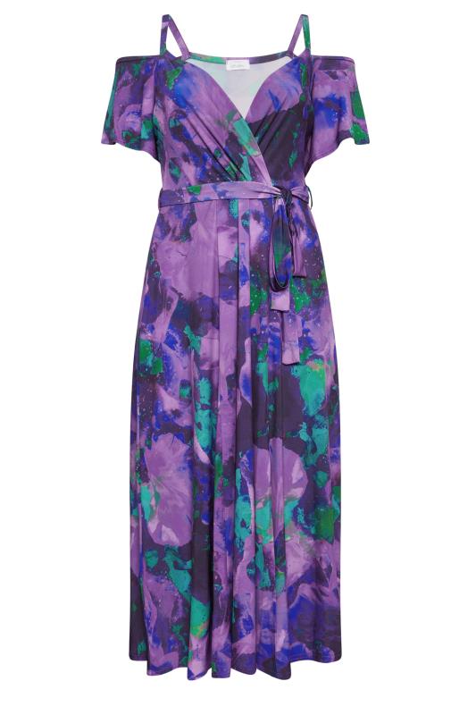 YOURS LONDON Plus Size Purple Abstract Print Wrap Dress | Yours Clothing 5