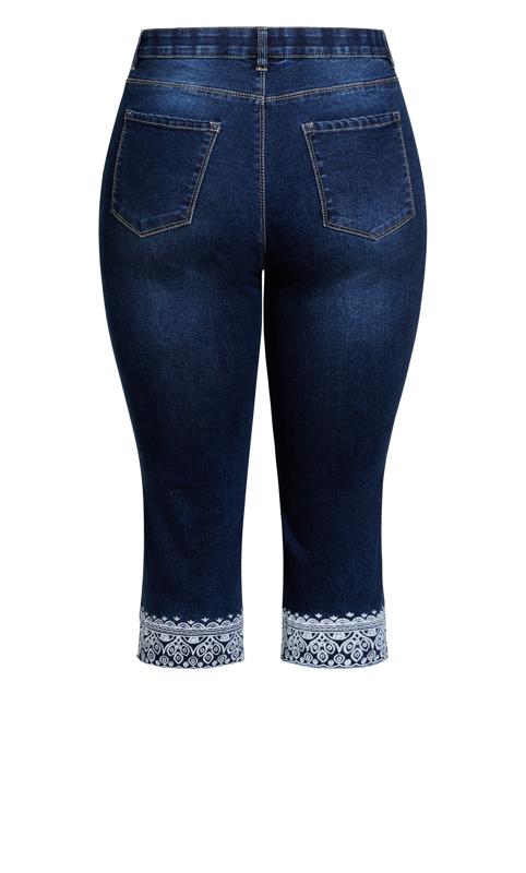 Evans Blue Mid Wash Cropped Embroidered Jeans 5