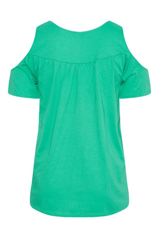 Curve Bright Green Lace Detail Cold Shoulder Top 7