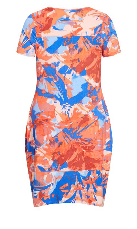 Evans Orange Abstract Print Day Dress 6
